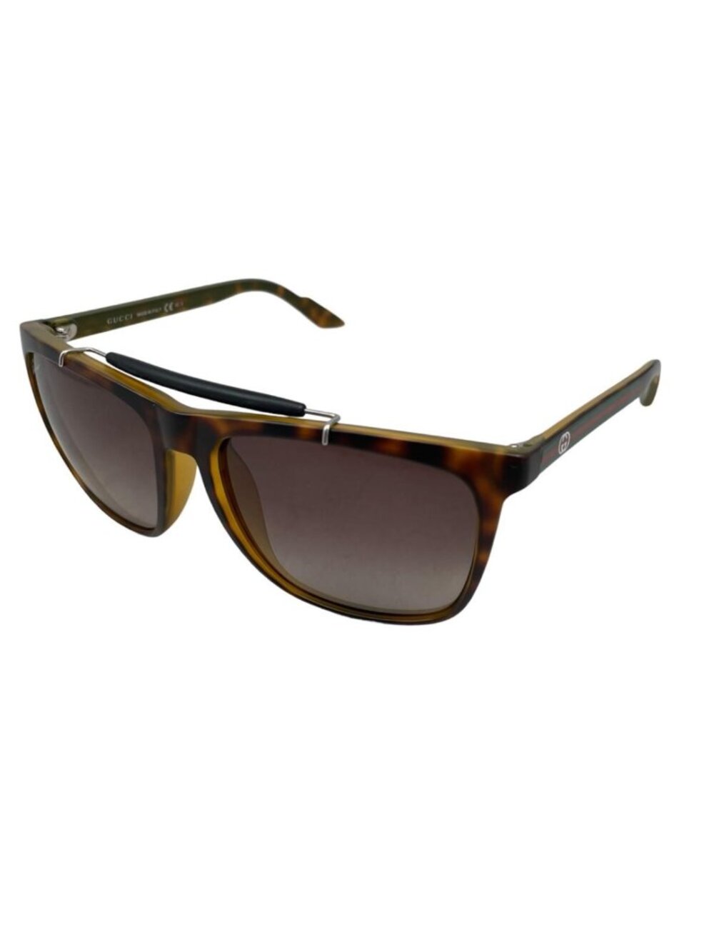 Gucci Sunglasses Square Shape Web Line Tortoiseshell Brown Gradation Eyewear